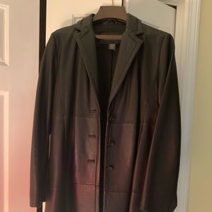 Banana Republic Black Leather Car Coat
